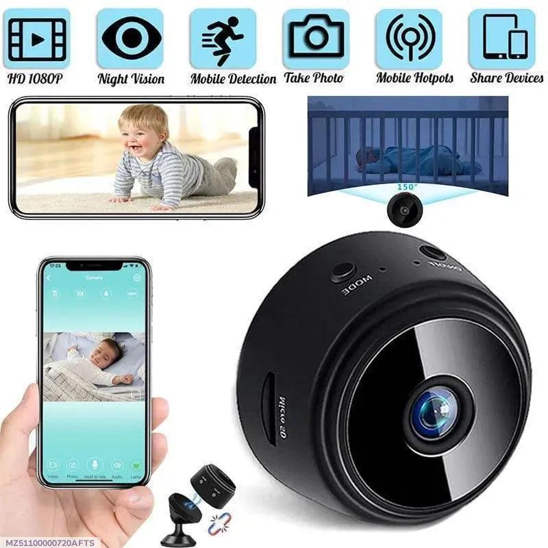 Mini Wifi Baby Monitor Camera Black 1080P Night Vision