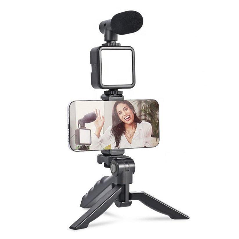 Portable LED Ring Light with Mic & Tripod for Phone