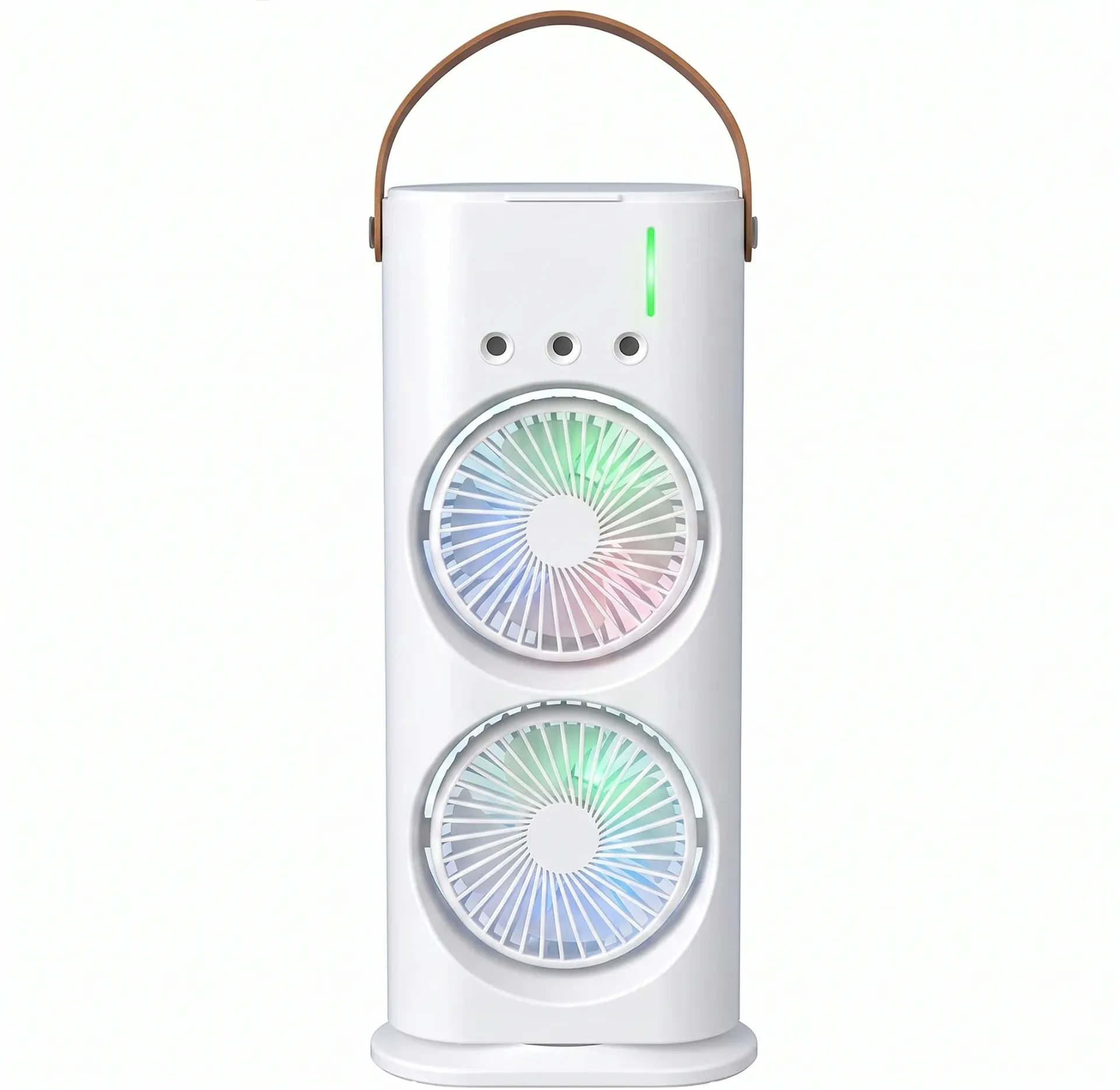 Active Style Rechargeable, Remote Control, 90° Rotatable, LED Lights, Double Head Mini Air Conditioner Fan Double Ended Mist Spray Fan (Pack Of 01) Portable Dual Ended Humidifying AC Air Cooler Lamp for Home, Office, Study & Travel