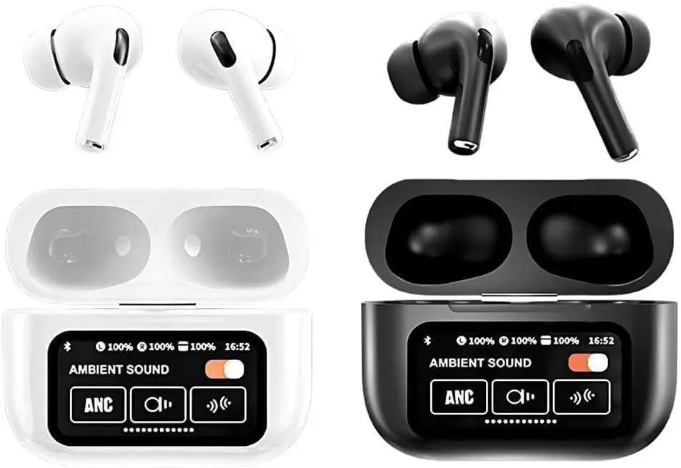 White AirPods Pro 2nd Gen ANC Bluetooth Earbuds with Display Case