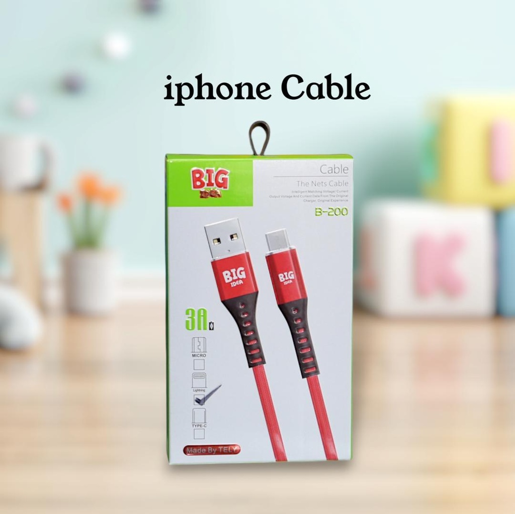 iPhone Charging Cable Fast 3A Red Black