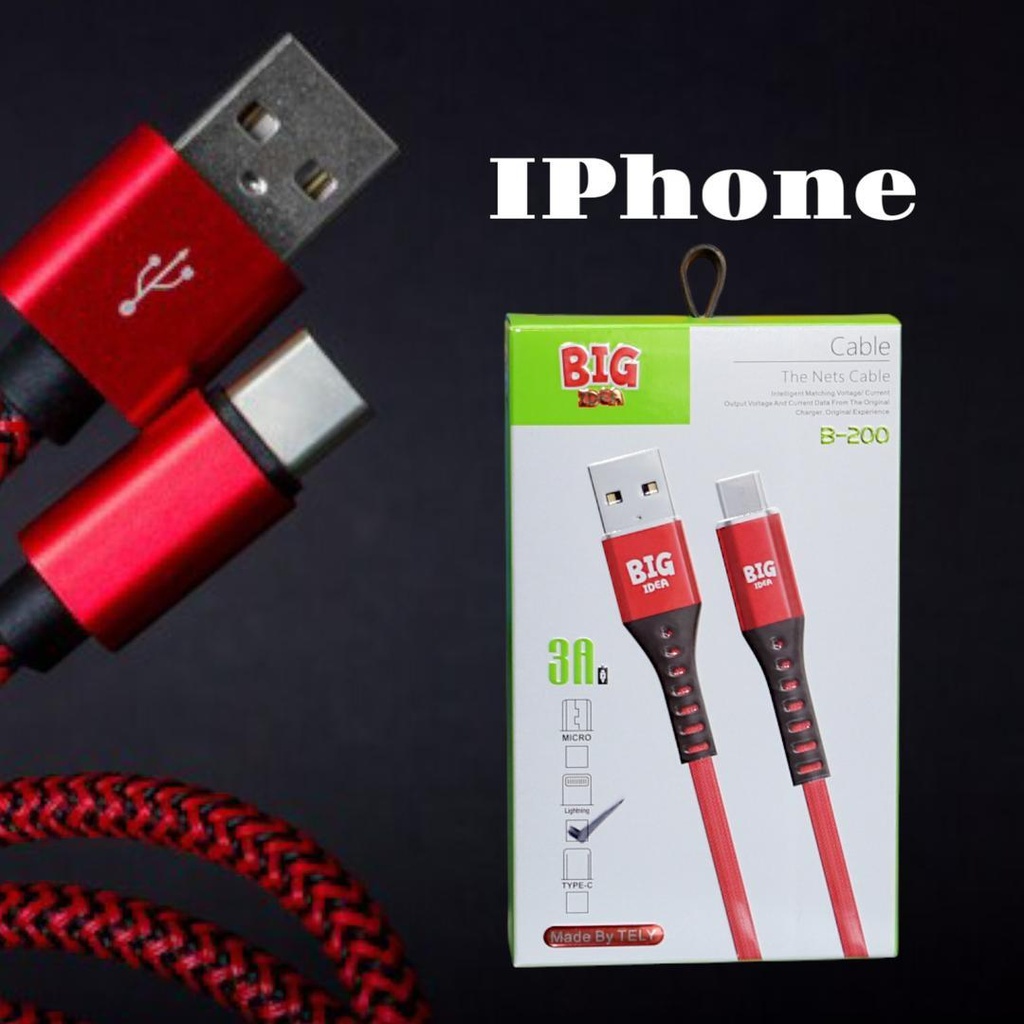 iPhone Fast Charging Cable Red Braided USB-C