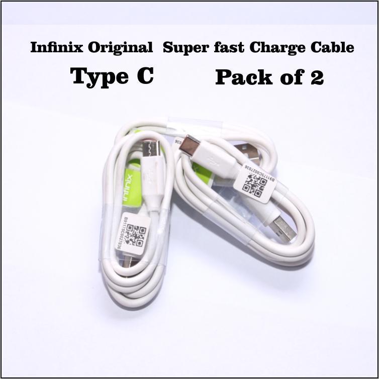 Infinix Original Fast Charge Type C Cable Pack of 2 White