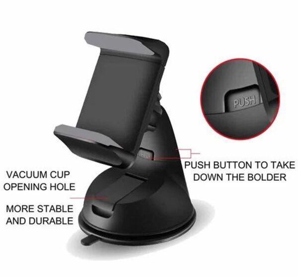 Black 360° Rotatable Car Phone Holder with Vacuum Cup